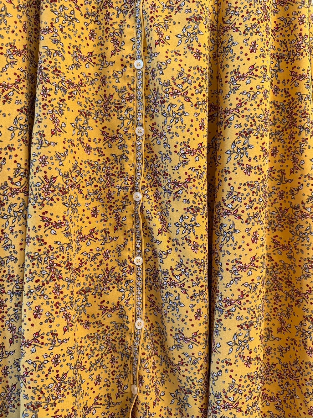 Max Studio Yellow Floral Button-Front Midi Skirt - Picture 3 of 5